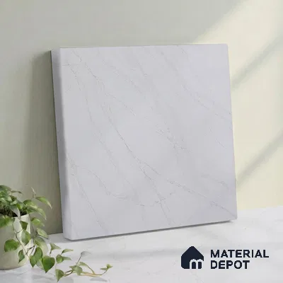 Belina Quartz QR 00093 Ivory Cascade Regalia Series 11.42 ft x 6.58 ft Quartz - 20 mm | 10 Years Warranty | Suitable for Kitchen, Restaurant, Counter Tops, Dining, Reception, office