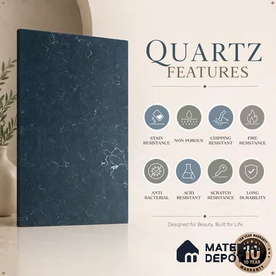 Belina Quartz QR 00094 Obsidian Veil Regalia Series 11.42 ft x 6.58 ft Quartz - 20 mm | 10 Years Warranty | Suitable for Kitchen, Restaurant, Counter Tops, Dining, Reception, office