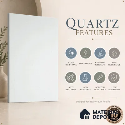 Belina Quartz QR 00095 Carrara Mist Regalia Series 11.42 ft x 6.58 ft Quartz - 20 mm | 10 Years Warranty | Suitable for Kitchen, Restaurant, Counter Tops, Dining, Reception, office