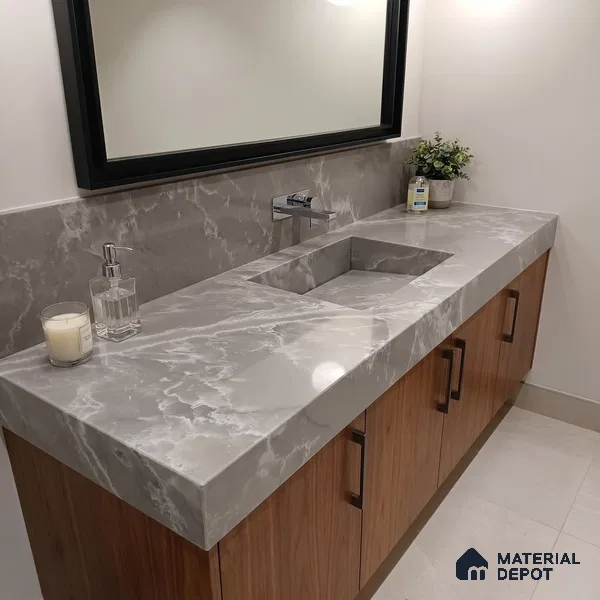 Belina Quartz QR 00097 Mist Veil Onyx Regalia Series 11.42 ft x 6.58 ft Quartz - 20 mm | 10 Years Warranty | Suitable for Kitchen, Restaurant, Counter Tops, Dining, Reception, office