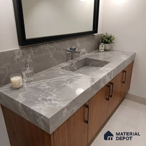 Belina Quartz QR 00097 Mist Veil Onyx Regalia Series 11.42 ft x 6.58 ft Quartz - 20 mm | 10 Years Warranty | Suitable for Kitchen, Restaurant, Counter Tops, Dining, Reception, office