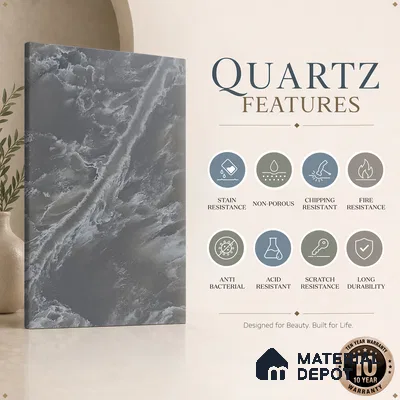 Belina Quartz QR 00097 Mist Veil Onyx Regalia Series 11.42 ft x 6.58 ft Quartz - 20 mm | 10 Years Warranty | Suitable for Kitchen, Restaurant, Counter Tops, Dining, Reception, office