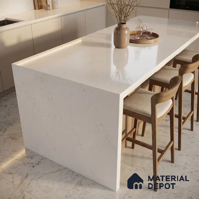 Belina Quartz QR 00104 Arctic Veil Viola Series 10.76 ft x 5.41 ft Quartz - 20 mm | 7 Years Warranty | Suitable for Kitchen, Restaurant, Counter Tops, Dining, Reception, office