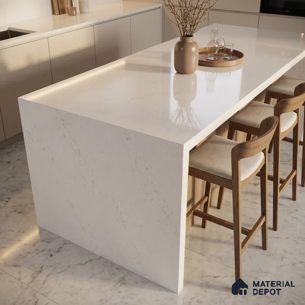 Belina Quartz QR 00104 Arctic Veil Viola Series 10.76 ft x 5.41 ft Quartz - 20 mm | 7 Years Warranty | Suitable for Kitchen, Restaurant, Counter Tops, Dining, Reception, office