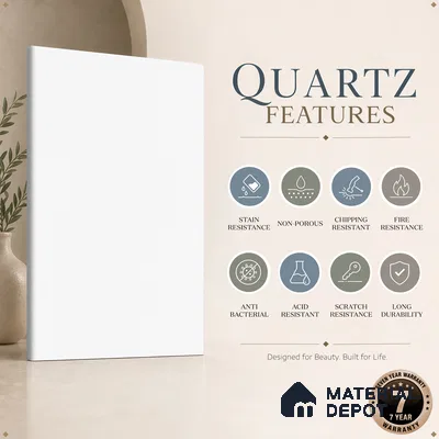 Belina Quartz QR 00104 Arctic Veil Viola Series 10.76 ft x 5.41 ft Quartz - 20 mm | 7 Years Warranty | Suitable for Kitchen, Restaurant, Counter Tops, Dining, Reception, office