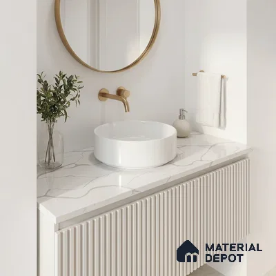 Belina Quartz QR 00153 Serene Calacatta Viola Series 10.76 ft x 5.41 ft Quartz - 20 mm | 7 Years Warranty | Suitable for Kitchen, Restaurant, Counter Tops, Dining, Reception, office