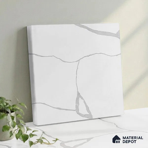 Belina Quartz QR 00153 Serene Calacatta Viola Series 10.76 ft x 5.41 ft Quartz - 20 mm | 7 Years Warranty | Suitable for Kitchen, Restaurant, Counter Tops, Dining, Reception, office