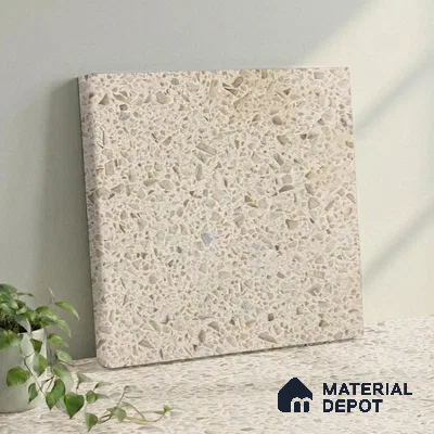 Belina Quartz QR 00162 Sienna Terrazzo Value Series 10.5 ft x 5.25 ft Quartz - 20 mm | 5 Years Warranty | Suitable for Kitchen, Restaurant, Counter Tops, Dining, Reception, office