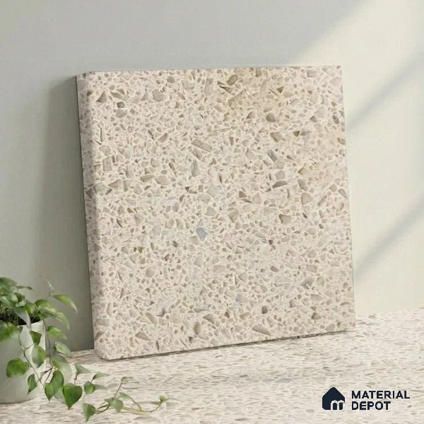 Belina Quartz QR 00162 Sienna Terrazzo Value Series 10.5 ft x 5.25 ft Quartz - 20 mm | 5 Years Warranty | Suitable for Kitchen, Restaurant, Counter Tops, Dining, Reception, office