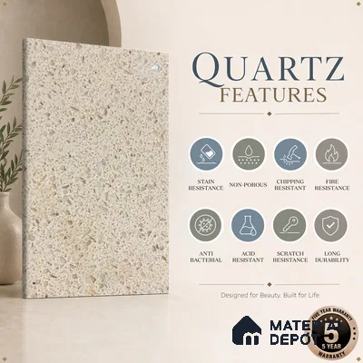 Belina Quartz QR 00162 Sienna Terrazzo Value Series 10.5 ft x 5.25 ft Quartz - 20 mm | 5 Years Warranty | Suitable for Kitchen, Restaurant, Counter Tops, Dining, Reception, office