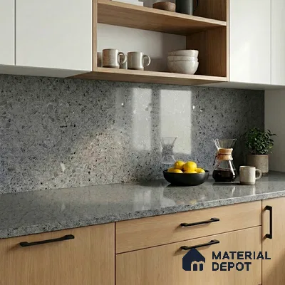 Belina Quartz QR 00163 Granite Mist Value Series 10.66 ft x 5.31 ft Quartz - 20 mm | 5 Years Warranty | Suitable for Kitchen, Restaurant, Counter Tops, Dining, Reception, office