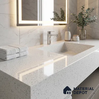 Belina Quartz QR 00164 Frosted Pebble Value Series 10.66 ft x 5.31 ft Quartz - 20 mm | 5 Years Warranty | Suitable for Kitchen, Restaurant, Counter Tops, Dining, Reception, office