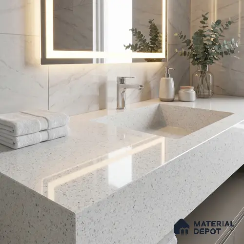 Belina Quartz QR 00164 Frosted Pebble Value Series 10.66 ft x 5.31 ft Quartz - 20 mm | 5 Years Warranty | Suitable for Kitchen, Restaurant, Counter Tops, Dining, Reception, office