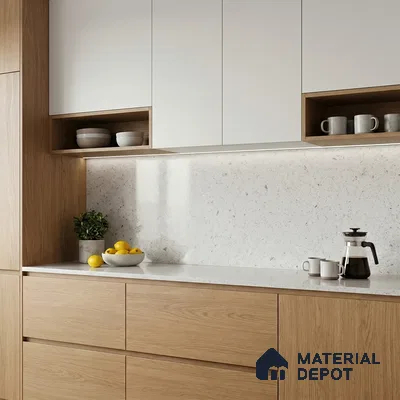 Belina Quartz QR 00164 Frosted Pebble Value Series 10.66 ft x 5.31 ft Quartz - 20 mm | 5 Years Warranty | Suitable for Kitchen, Restaurant, Counter Tops, Dining, Reception, office