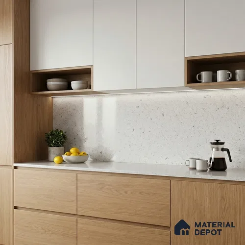 Belina Quartz QR 00164 Frosted Pebble Value Series 10.66 ft x 5.31 ft Quartz - 20 mm | 5 Years Warranty | Suitable for Kitchen, Restaurant, Counter Tops, Dining, Reception, office
