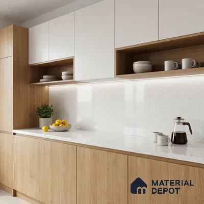 Belina Quartz QR 00165 Mist Aura Value Series 10.66 ft x 5.41 ft Quartz - 20 mm | 5 Years Warranty | Suitable for Kitchen, Restaurant, Counter Tops, Dining, Reception, office