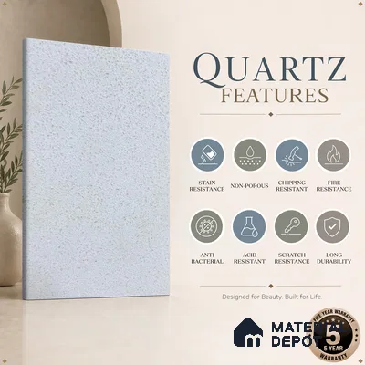 Belina Quartz QR 00165 Mist Aura Value Series 10.66 ft x 5.41 ft Quartz - 20 mm | 5 Years Warranty | Suitable for Kitchen, Restaurant, Counter Tops, Dining, Reception, office