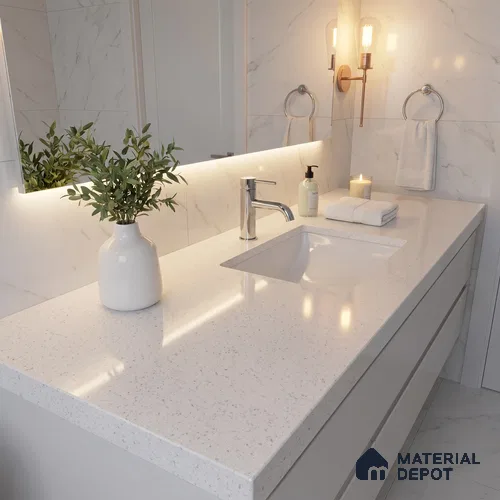 Belina Quartz QR 00167 Frosted Pebble Value Series 10.66 ft x 5.41 ft Quartz - 20 mm | 5 Years Warranty | Suitable for Kitchen, Restaurant, Counter Tops, Dining, Reception, office