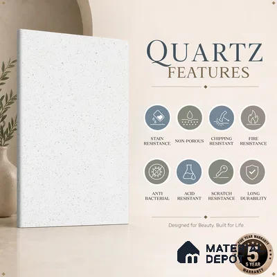 Belina Quartz QR 00167 Frosted Pebble Value Series 10.66 ft x 5.41 ft Quartz - 20 mm | 5 Years Warranty | Suitable for Kitchen, Restaurant, Counter Tops, Dining, Reception, office