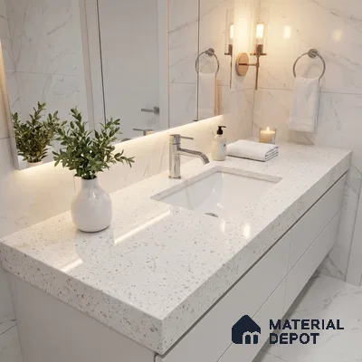 Belina Quartz QR 00168 Pebble Mist Value Series 10.66 ft x 5.41 ft Quartz - 20 mm | 5 Years Warranty | Suitable for Kitchen, Restaurant, Counter Tops, Dining, Reception, office