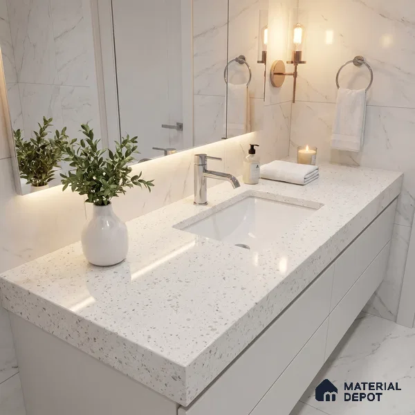 Belina Quartz QR 00168 Pebble Mist Value Series 10.66 ft x 5.41 ft Quartz - 20 mm | 5 Years Warranty | Suitable for Kitchen, Restaurant, Counter Tops, Dining, Reception, office
