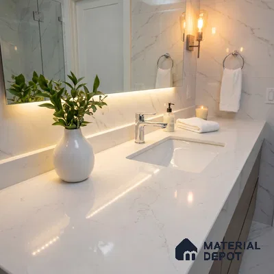Belina Quartz QR 00169 Opal Mist Value Series 10.5 ft x 5.25 ft Quartz - 20 mm | 5 Years Warranty | Suitable for Kitchen, Restaurant, Counter Tops, Dining, Reception, office