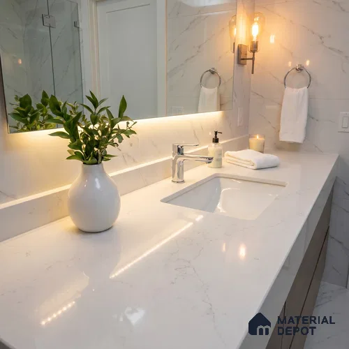 Belina Quartz QR 00169 Opal Mist Value Series 10.5 ft x 5.25 ft Quartz - 20 mm | 5 Years Warranty | Suitable for Kitchen, Restaurant, Counter Tops, Dining, Reception, office