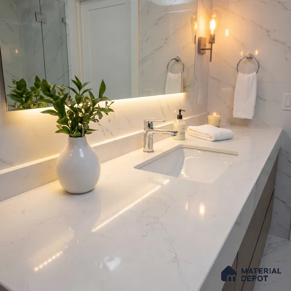 Belina Quartz QR 00169 Opal Mist Value Series 10.5 ft x 5.25 ft Quartz - 20 mm | 5 Years Warranty | Suitable for Kitchen, Restaurant, Counter Tops, Dining, Reception, office
