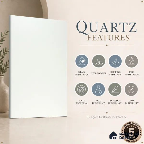 Belina Quartz QR 00169 Opal Mist Value Series 10.5 ft x 5.25 ft Quartz - 20 mm | 5 Years Warranty | Suitable for Kitchen, Restaurant, Counter Tops, Dining, Reception, office
