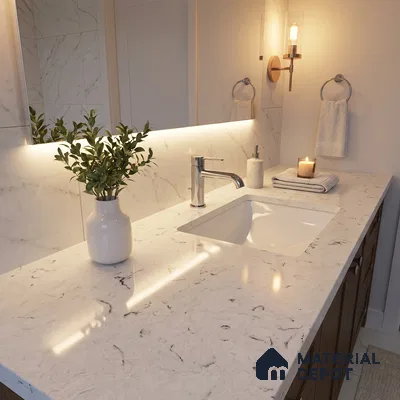 Belina Quartz QR 00170 Frosted Cascade Value Series 10.5 ft x 5.25 ft Quartz - 20 mm | 5 Years Warranty | Suitable for Kitchen, Restaurant, Counter Tops, Dining, Reception, office