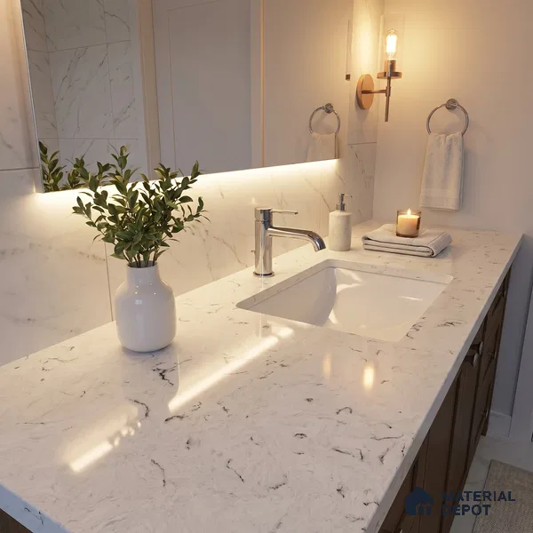 Belina Quartz QR 00170 Frosted Cascade Value Series 10.5 ft x 5.25 ft Quartz - 20 mm | 5 Years Warranty | Suitable for Kitchen, Restaurant, Counter Tops, Dining, Reception, office