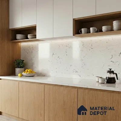 Belina Quartz QR 00170 Frosted Cascade Value Series 10.5 ft x 5.25 ft Quartz - 20 mm | 5 Years Warranty | Suitable for Kitchen, Restaurant, Counter Tops, Dining, Reception, office