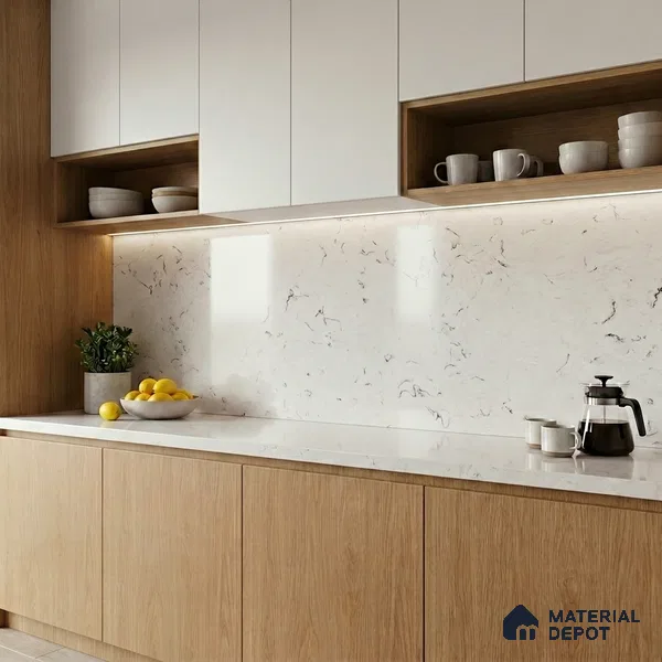 Belina Quartz QR 00170 Frosted Cascade Value Series 10.5 ft x 5.25 ft Quartz - 20 mm | 5 Years Warranty | Suitable for Kitchen, Restaurant, Counter Tops, Dining, Reception, office