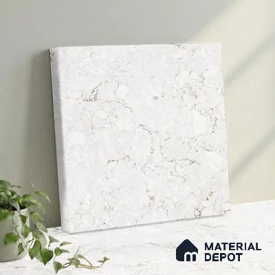 Belina Quartz QR 00171 Ivory Cascade Value Series 10.5 ft x 5.25 ft Quartz - 20 mm | 5 Years Warranty | Suitable for Kitchen, Restaurant, Counter Tops, Dining, Reception, office