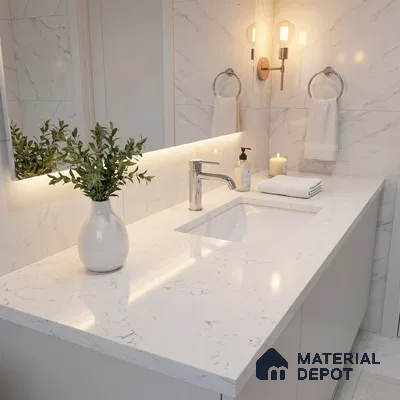 Belina Quartz QR 00172 Mist Vein Value Series 10.5 ft x 5.25 ft Quartz - 20 mm | 5 Years Warranty | Suitable for Kitchen, Restaurant, Counter Tops, Dining, Reception, office
