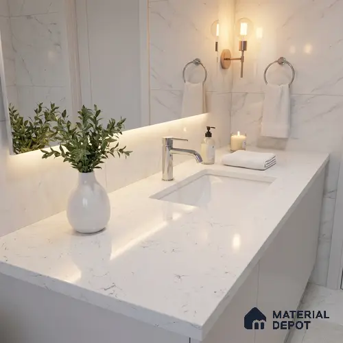 Belina Quartz QR 00172 Mist Vein Value Series 10.5 ft x 5.25 ft Quartz - 20 mm | 5 Years Warranty | Suitable for Kitchen, Restaurant, Counter Tops, Dining, Reception, office
