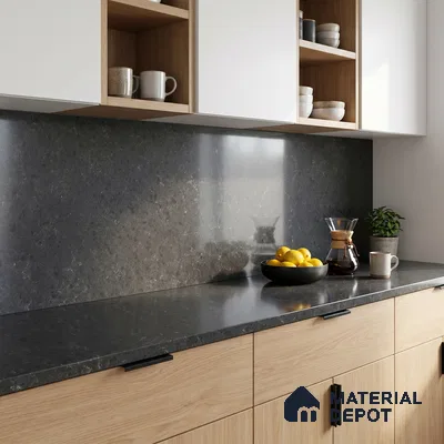 Belina Quartz QR 00173 Shadow Pietra Value Series 10.5 ft x 5.25 ft Quartz - 20 mm | 5 Years Warranty | Suitable for Kitchen, Restaurant, Counter Tops, Dining, Reception, office