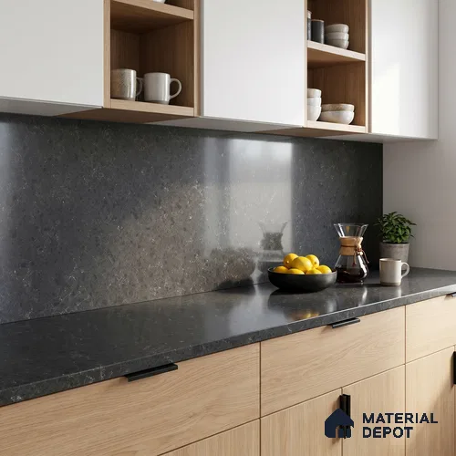 Belina Quartz QR 00173 Shadow Pietra Value Series 10.5 ft x 5.25 ft Quartz - 20 mm | 5 Years Warranty | Suitable for Kitchen, Restaurant, Counter Tops, Dining, Reception, office