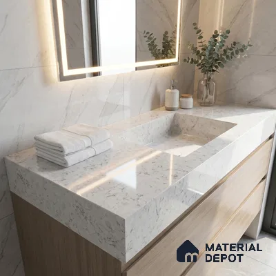 Belina Quartz QR 00174 Sahara Vein Value Series 10.5 ft x 5.25 ft Quartz - 20 mm | 5 Years Warranty | Suitable for Kitchen, Restaurant, Counter Tops, Dining, Reception, office