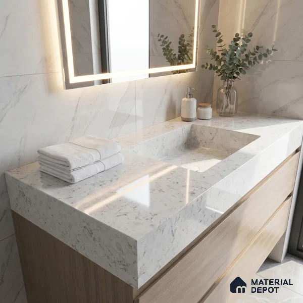 Belina Quartz QR 00174 Sahara Vein Value Series 10.5 ft x 5.25 ft Quartz - 20 mm | 5 Years Warranty | Suitable for Kitchen, Restaurant, Counter Tops, Dining, Reception, office