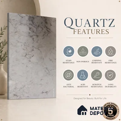 Belina Quartz QR 00174 Sahara Vein Value Series 10.5 ft x 5.25 ft Quartz - 20 mm | 5 Years Warranty | Suitable for Kitchen, Restaurant, Counter Tops, Dining, Reception, office