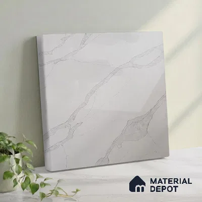 Belina Quartz QR 00175 Silver Drift Value Series 10.5 ft x 5.25 ft Quartz - 20 mm | 5 Years Warranty | Suitable for Kitchen, Restaurant, Counter Tops, Dining, Reception, office