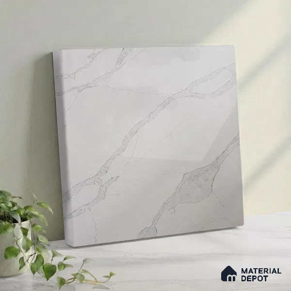 Belina Quartz QR 00175 Silver Drift Value Series 10.5 ft x 5.25 ft Quartz - 20 mm | 5 Years Warranty | Suitable for Kitchen, Restaurant, Counter Tops, Dining, Reception, office