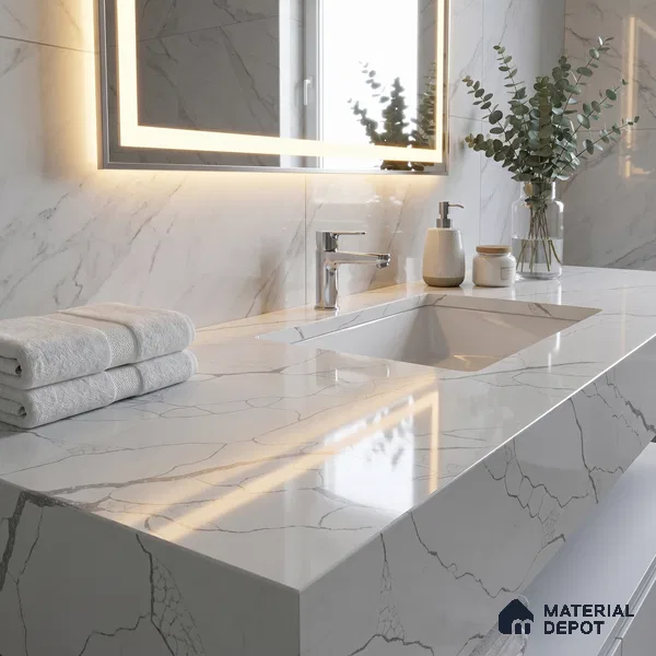 Belina Quartz QR 00178 Frosted Arbor Value Series 10.5 ft x 5.25 ft Quartz - 20 mm | 5 Years Warranty | Suitable for Kitchen, Restaurant, Counter Tops, Dining, Reception, office