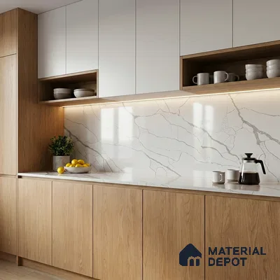 Belina Quartz QR 00178 Frosted Arbor Value Series 10.5 ft x 5.25 ft Quartz - 20 mm | 5 Years Warranty | Suitable for Kitchen, Restaurant, Counter Tops, Dining, Reception, office