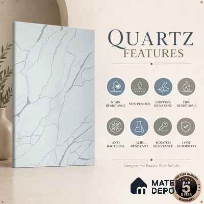 Belina Quartz QR 00178 Frosted Arbor Value Series 10.5 ft x 5.25 ft Quartz - 20 mm | 5 Years Warranty | Suitable for Kitchen, Restaurant, Counter Tops, Dining, Reception, office