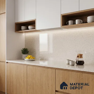 Belina Quartz QR 00184 Ivory Pebble Cloud Value Series 10.5 ft x 5.25 ft Quartz - 20 mm | 5 Years Warranty | Suitable for Kitchen, Restaurant, Counter Tops, Dining, Reception, office