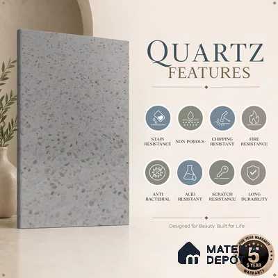 Belina Quartz QR 00184 Ivory Pebble Cloud Value Series 10.5 ft x 5.25 ft Quartz - 20 mm | 5 Years Warranty | Suitable for Kitchen, Restaurant, Counter Tops, Dining, Reception, office