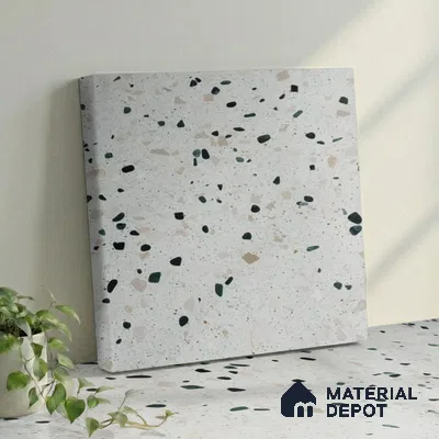 Belina Quartz QR 00185 Verde Terrazzo Series 10.6 ft x 5.31 ft Quartz - 20 mm | 5 Years Warranty | Suitable for Kitchen, Restaurant, Counter Tops, Dining, Reception, office