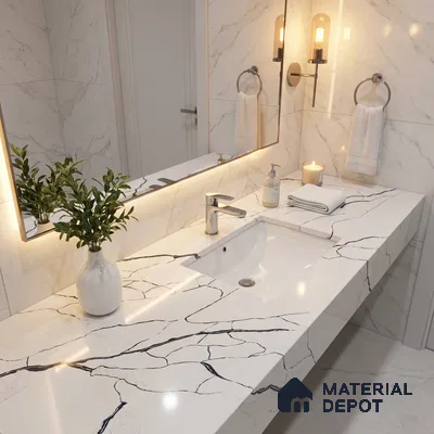 Belina Quartz QR 00188 Noir Cascade Value Series 10.5 ft x 5.25 ft Quartz - 20 mm | 5 Years Warranty | Suitable for Kitchen, Restaurant, Counter Tops, Dining, Reception, office